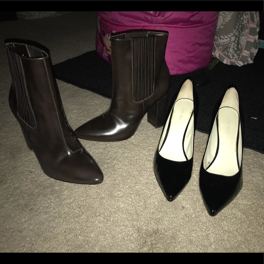 Pour la victorie booties and nine west skinny heel